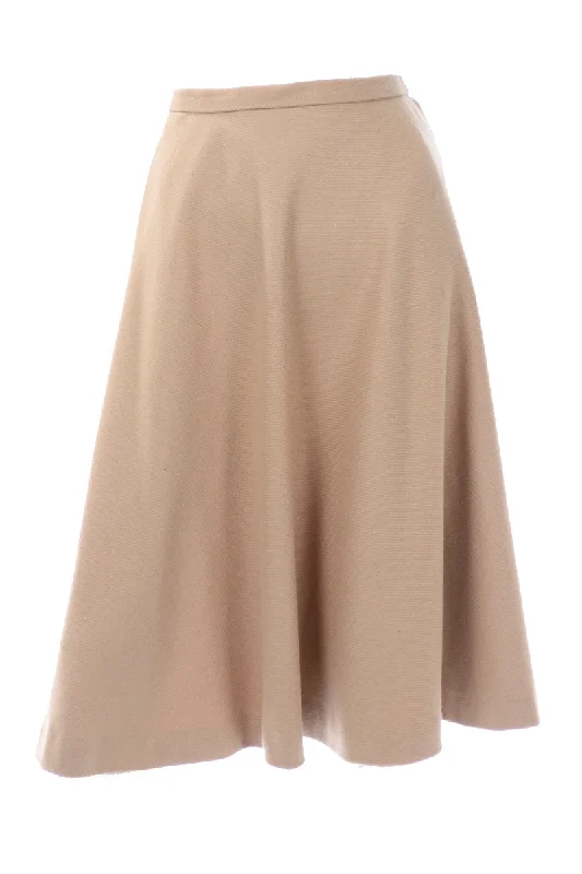 1970s Valentino Vintage Camel Wool Circle Skirt Size 6