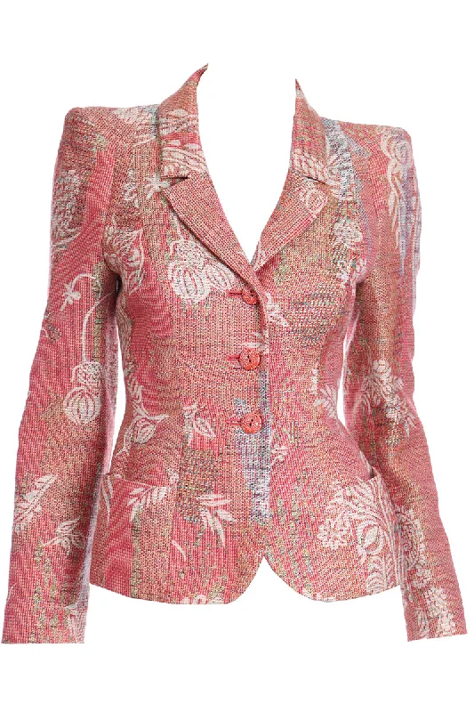 1990s Christian Lacroix Rose Jacquard Blazer Style Jacket