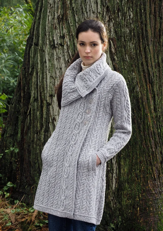 Aran Crafts Chunky Collar Coat | Grey