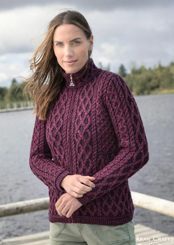 Aran Crafts Plated Zip Cardigan | Purple