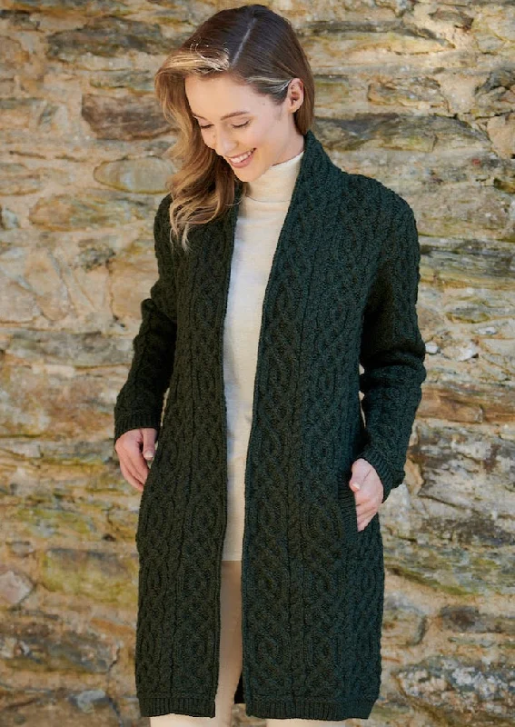 Aran Crafts Celtic Braid Coat | Green