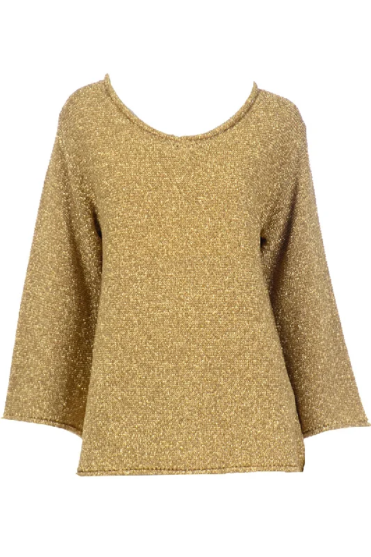 Claude Montana 1980s Vintage Gold Metallic Pullover Sweater Top