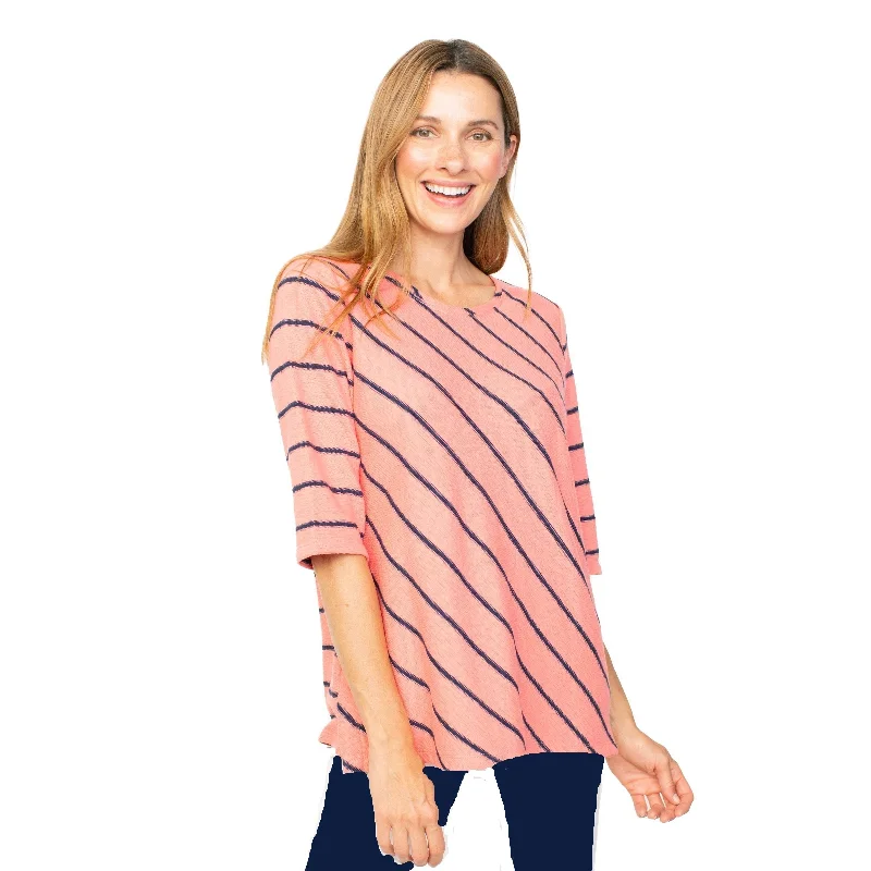 Habitat French Terry Stripe Pullover in Melon - 85102-MN