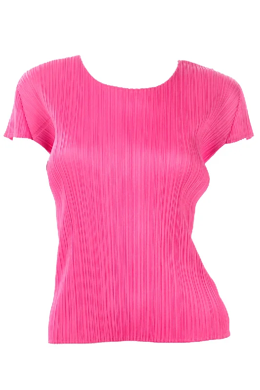 Pleats Please by Issey Miyake Hot Pink Pleated Short Sleeve Top