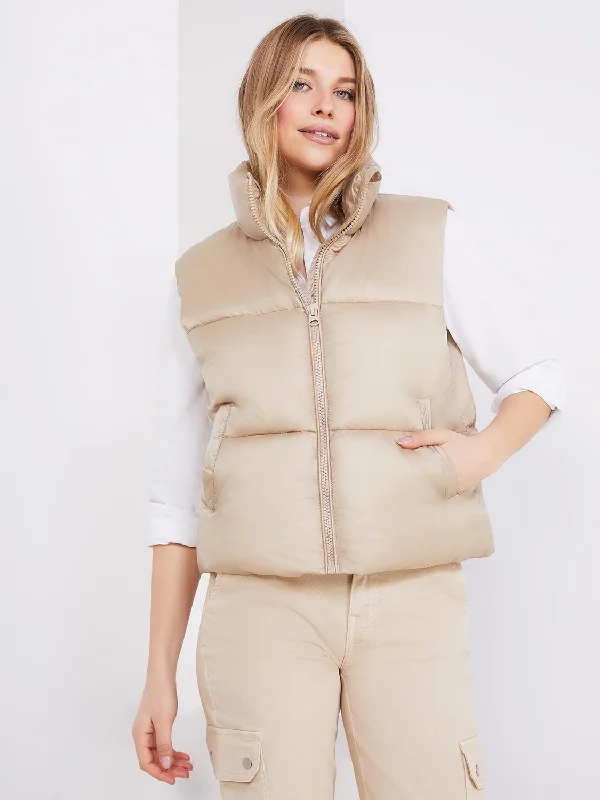 Waisted High Collar Puffer Vest