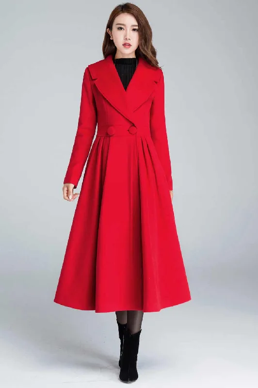 1950s Vintage inspired Wool Princess maxi coat 1640#