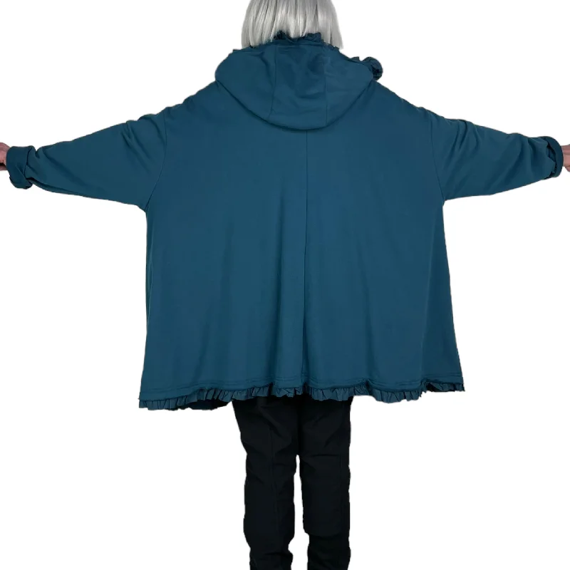 RUFFLE TRIM HOODED JACKET