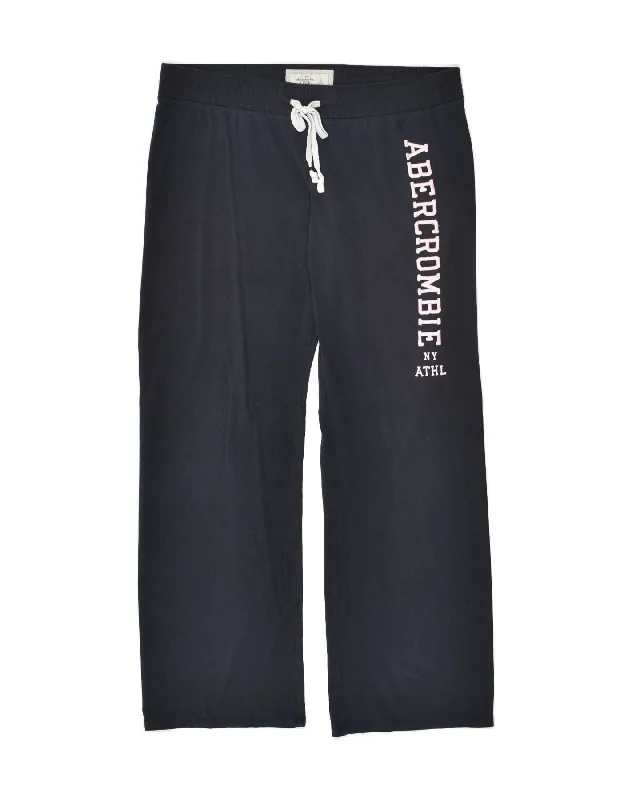 ABERCROMBIE & FITCH Womens Tracksuit Trousers UK 16 Large Navy Blue Cotton