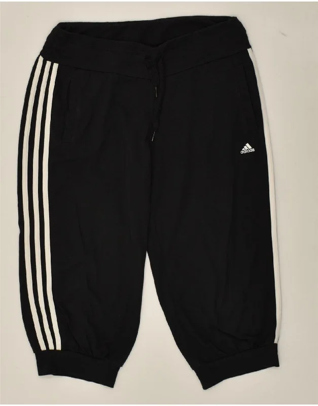 ADIDAS Womens Capri Tracksuit Trousers Joggers UK 8/10 Small  Black Cotton