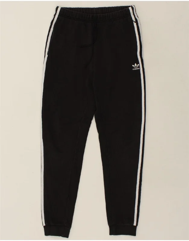 ADIDAS Womens Tracksuit Trousers Joggers UK 10 Small Black Cotton