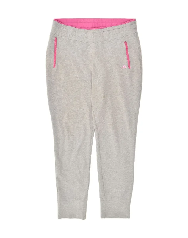 ADIDAS Womens Tracksuit Trousers Joggers UK 14 Large Grey Cotton