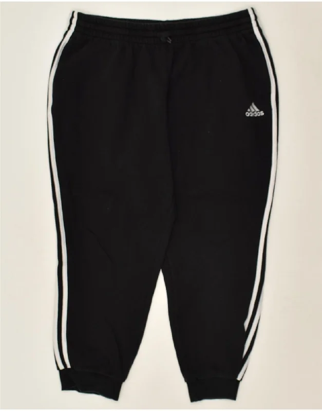 ADIDAS Womens Tracksuit Trousers Joggers UK 18 XL Black Cotton