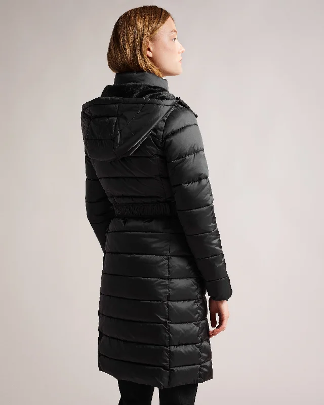 Aliciee Long Padded Showerproof Coat Black