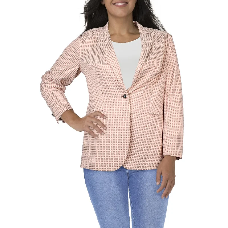 Anne Klein Womens Printed  One-Button Blazer