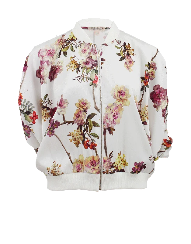 Batwing Sleeve Print Bomber