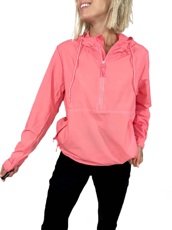 MONO B Bryce Water Resistant Active 1/2 Zip Jacket- WATERMELON