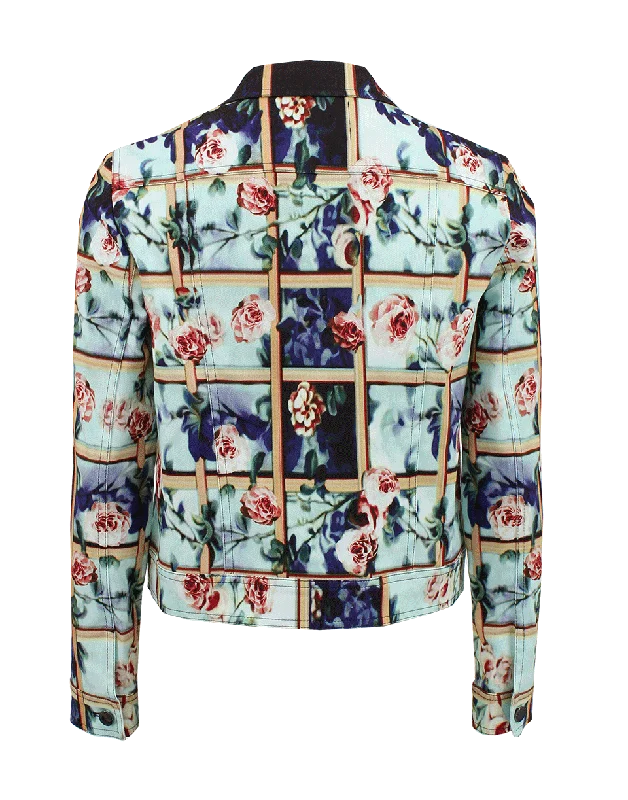 Cage Floral Print Denim Jacket