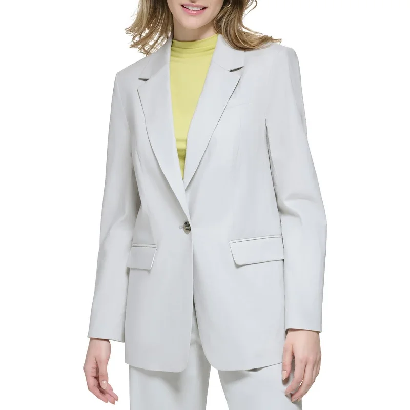 Calvin Klein Womens Linen Blend Suit Separate One-Button Blazer