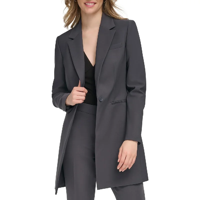 Calvin Klein Womens Topper Long One-Button Blazer