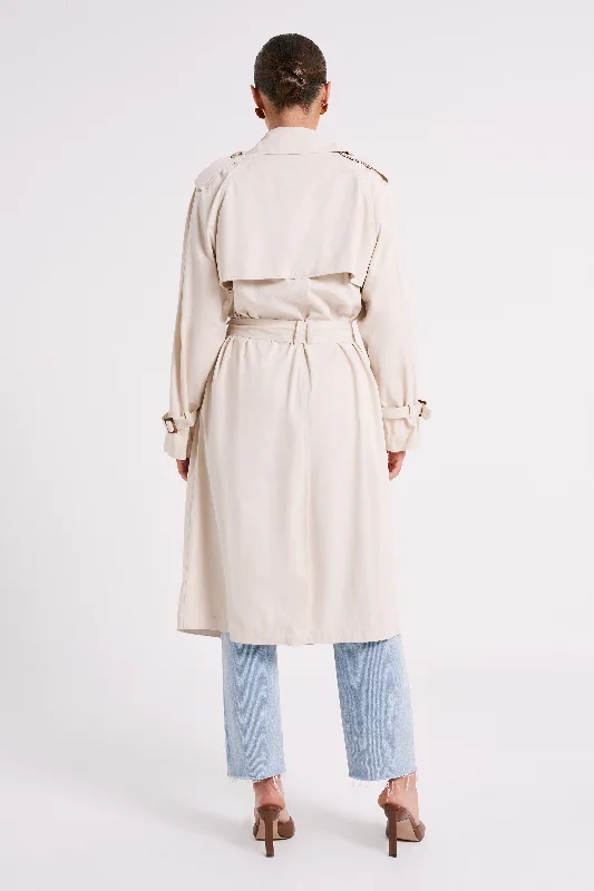 Channing Trench Coat With Belt - Cream