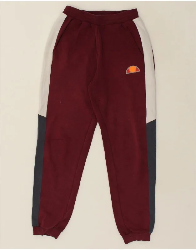 ELLESSE Womens Graphic Tracksuit Trousers Joggers UK 8 Small Burgundy