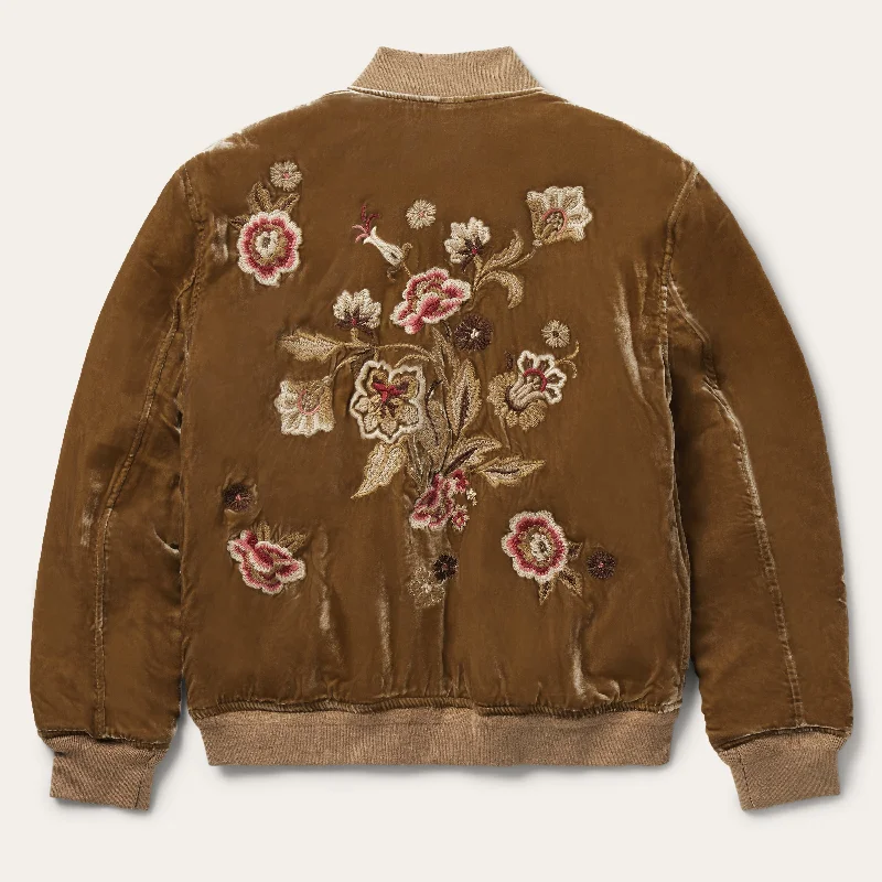 Embroidered Velvet Bomber Jacket