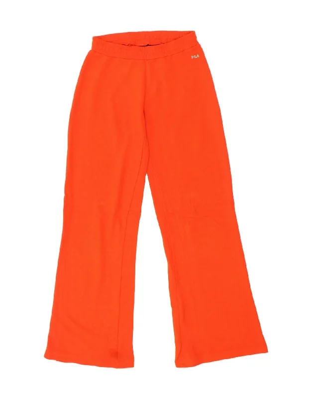 FILA Womens Flare Tracksuit Trousers UK 10 Small Orange Cotton