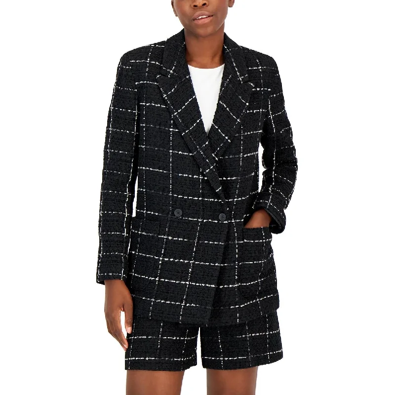 Hugo Womens Striped Tweed Double-Breasted Blazer