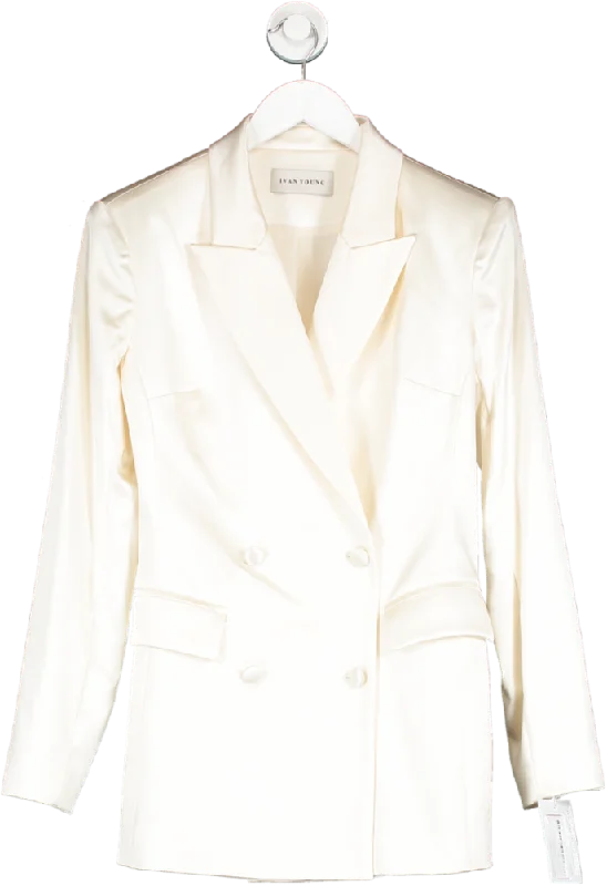 IVAN YOUNG White Silk Satin Blazer UK 8