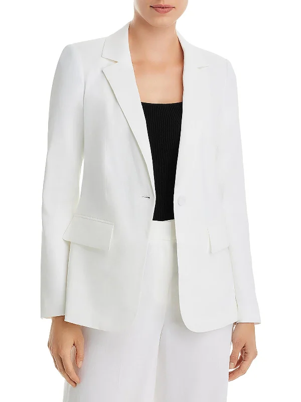 Jordi Womens Linen Career One-Button Blazer