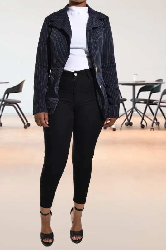 Ladies Navy Stripe Blazer