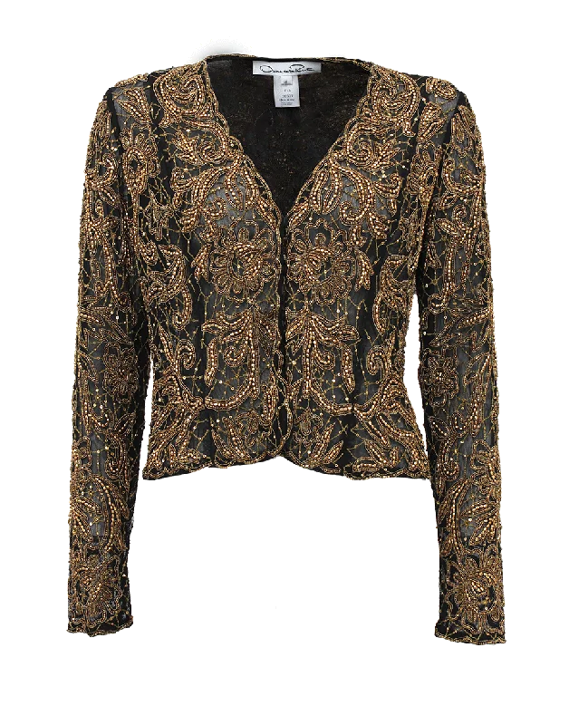 Long Sleeve Embroidered Beaded Jacket