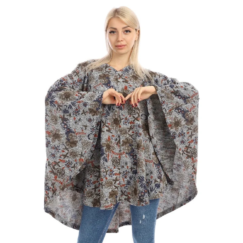 Loose Fit Cotton Poncho Top - Kady