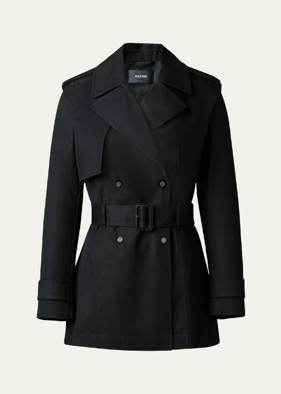 Adva Mid-Length Belted Trench Coat Black