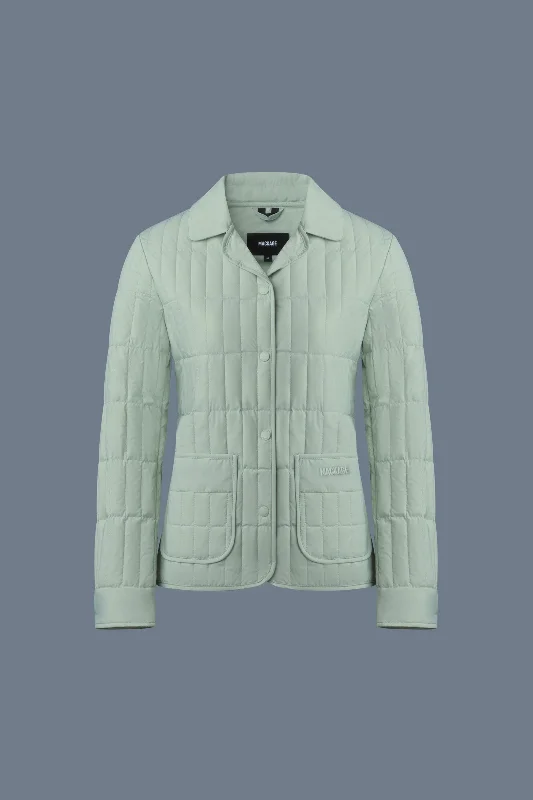 SIAN Vertical Quilted Jacket with Spread Collar Jade