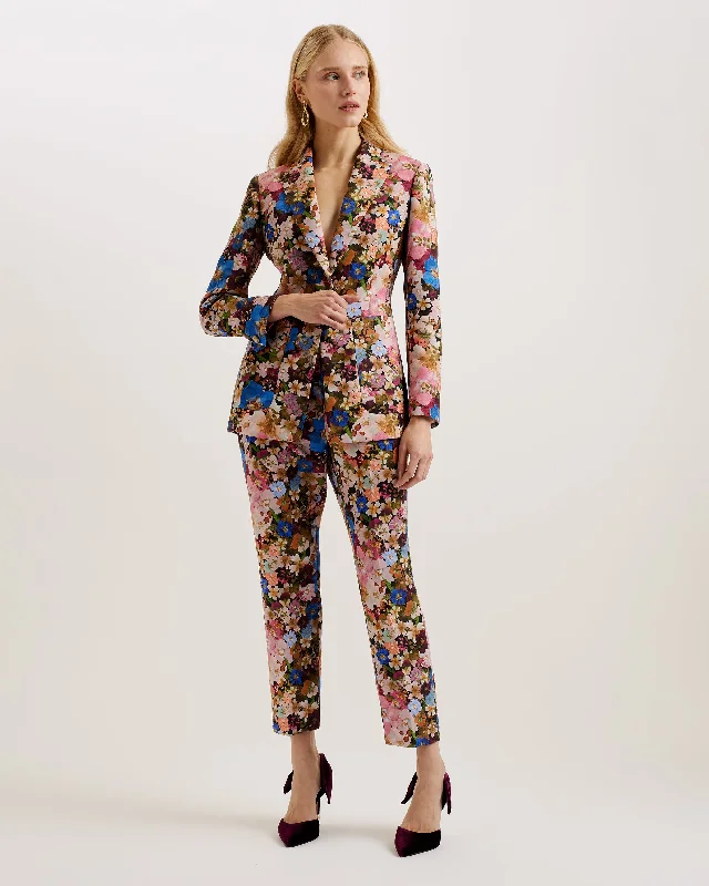 Madonia Floral Single Breasted Tailored Blazer Black