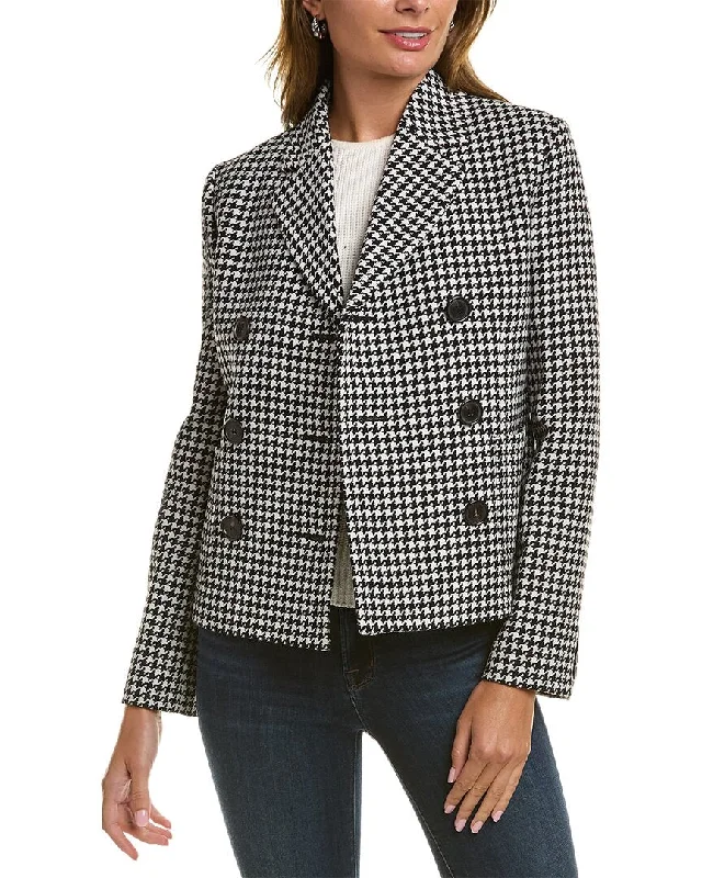 Michael Kors Collection Dogtooth Wool Cropped Jacket