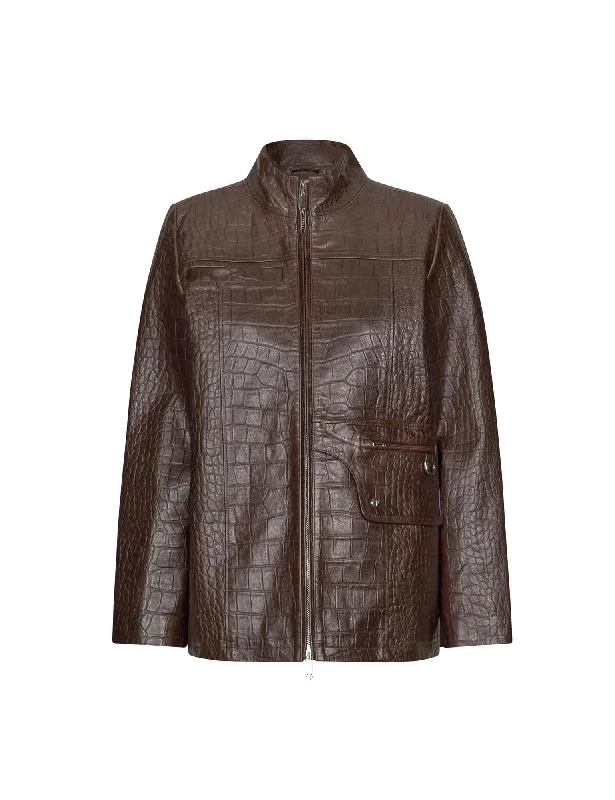 Mick Jacket — Brown Croco