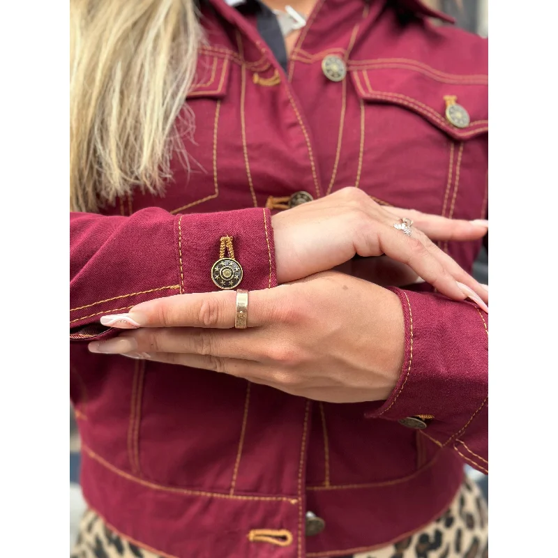 Modfather Clothing - Women's Maroon Peach Twill Hart  - Trucker Jacket