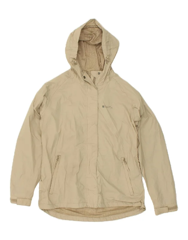 MOUNTAIN WAREHOUSE Womens Hooded Rain Jacket US 12 Large Beige Polyester