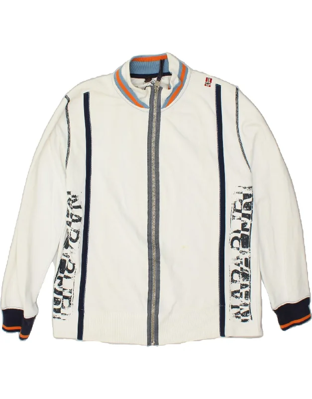 NAPAPIJRI Womens Graphic Tracksuit Top Jacket UK 22 3XL White Striped