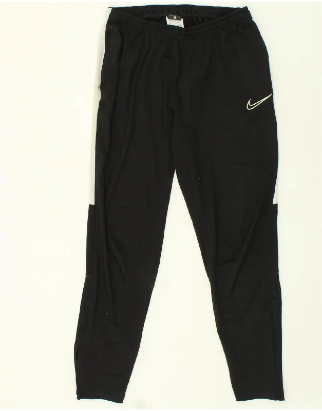 NIKE Womens Dri Fit Tracksuit Trousers UK 14 Large Black Polyester