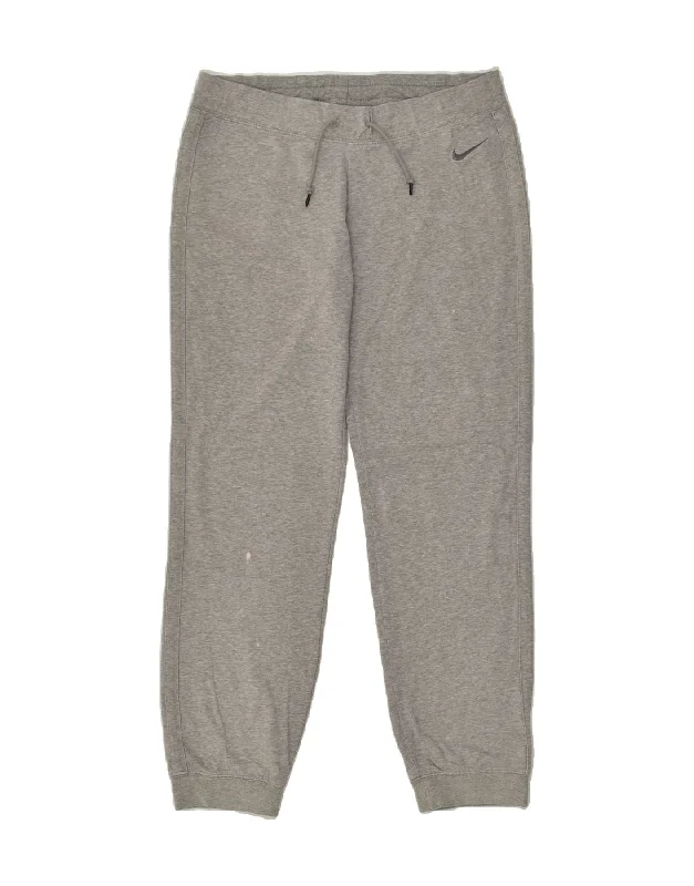 NIKE Womens Tracksuit Trousers Joggers UK 16 Large Grey Cotton