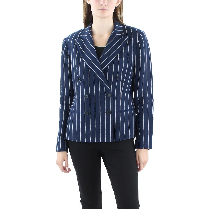 Polo Ralph Lauren Womens Linen Collar Double-Breasted Blazer