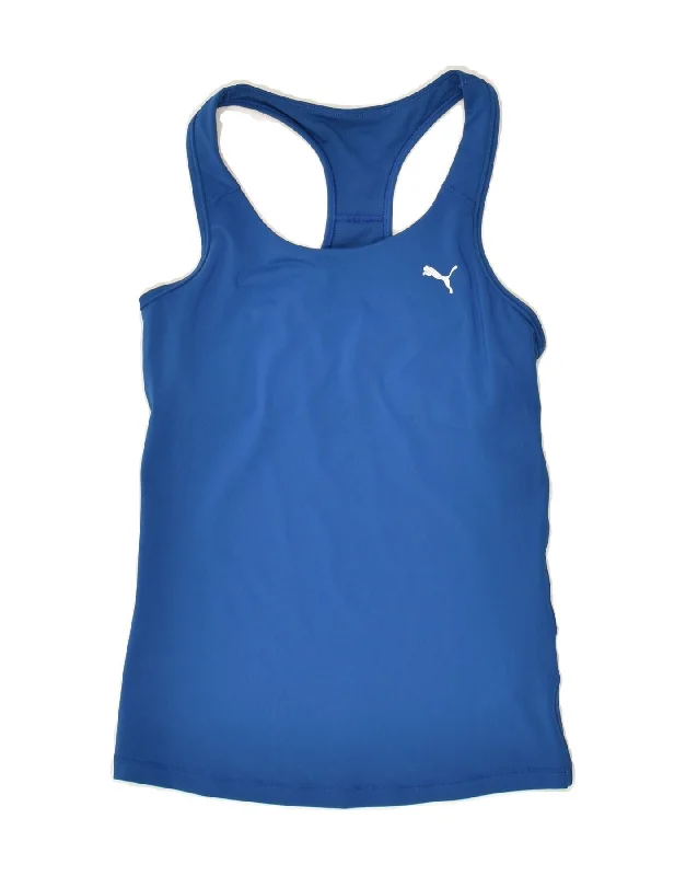 PUMA Womens Vest Top UK 10 Small  Blue Elastane Sports