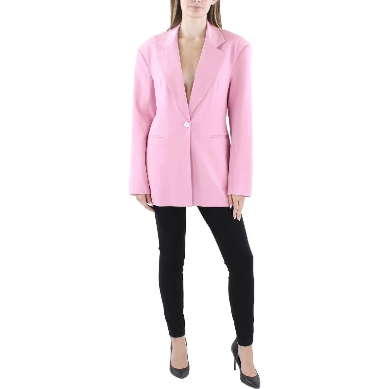 Remain Womens Solid  One-Button Blazer