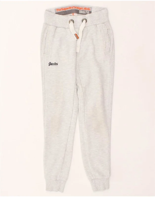 SUPERDRY Womens Slim Fit Tracksuit Trousers Joggers UK 6 XS Grey Cotton