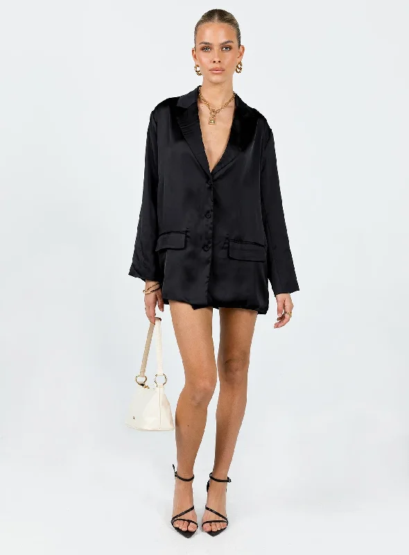 Toddy Satin Blazer Black