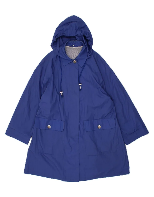 VINTAGE Womens Hooded Raincoat IT 44 Medium Blue