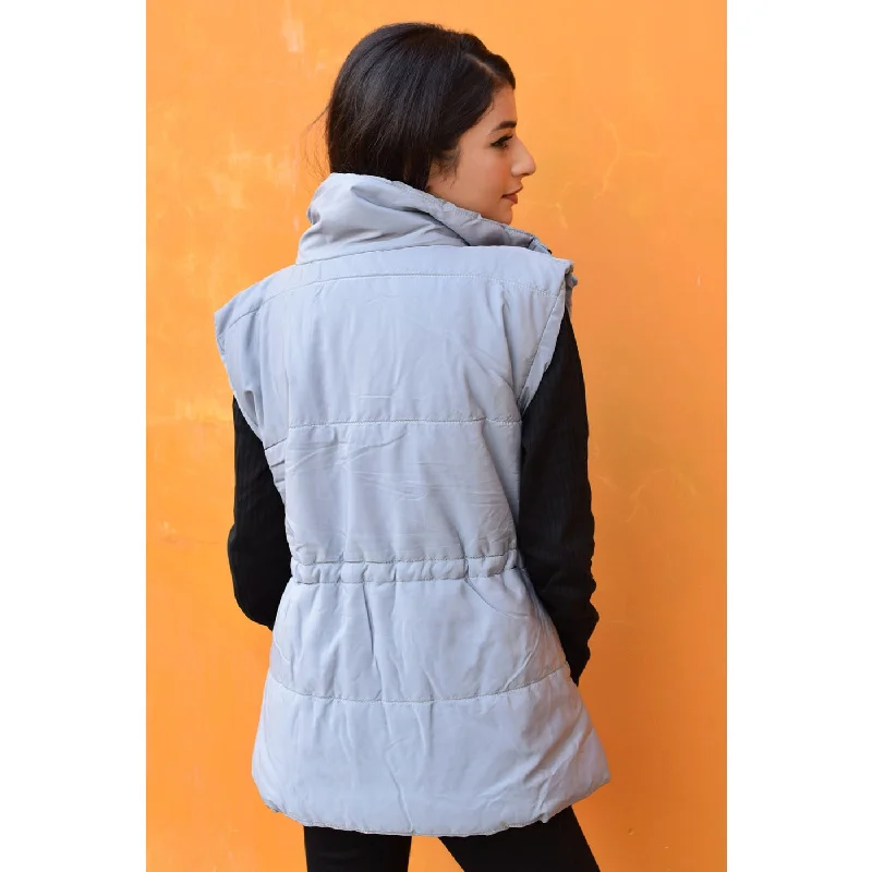 Grey Sleeveless Puffer Gilet